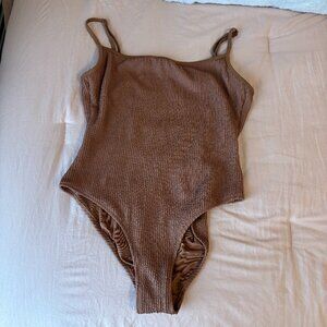Aerie Brown Scoop Back One Piece size medium